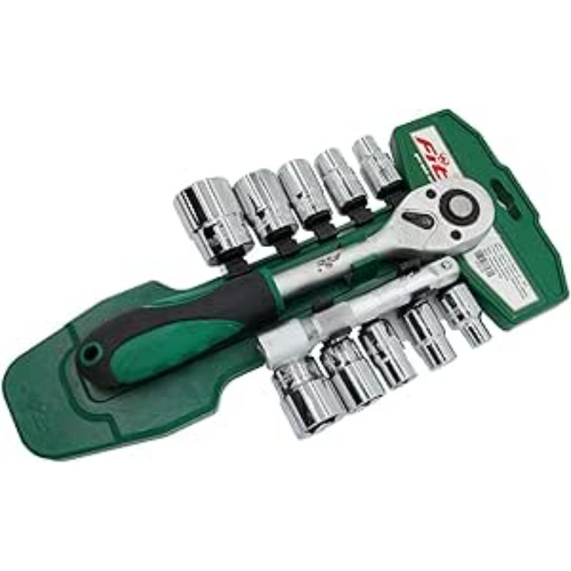 FIT Impact Socket Set 1/2 Inch 12 Pieces Chrome Vanadium 8–27 mm